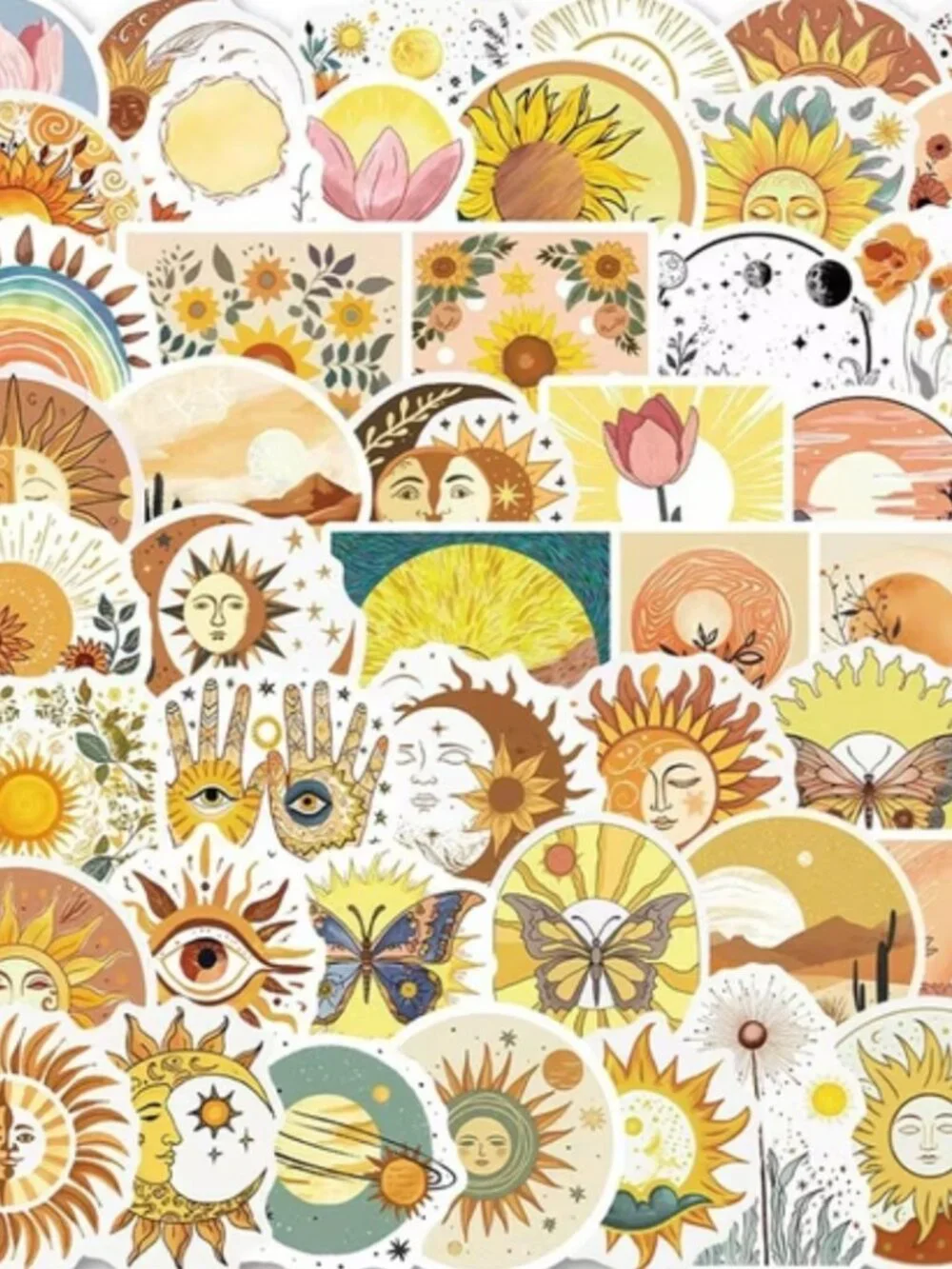 HOME: 50pcs Plant-Theme Waterproof Sun Stickers